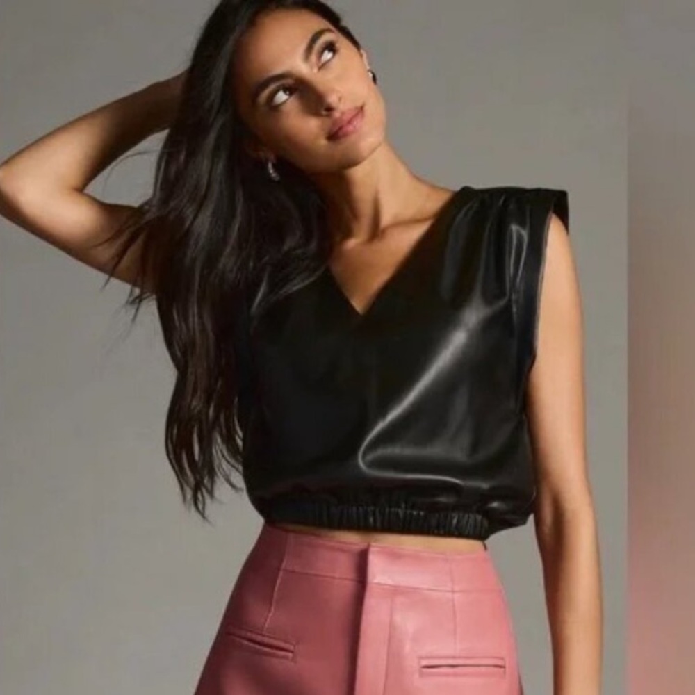 Anthropologie Black V-Neck Top